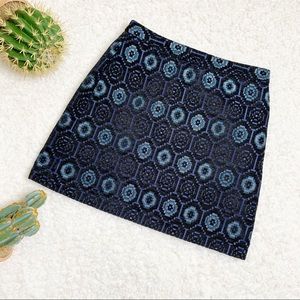 Zara Embroidered Tribal Mini Skirt Blue Size Small
